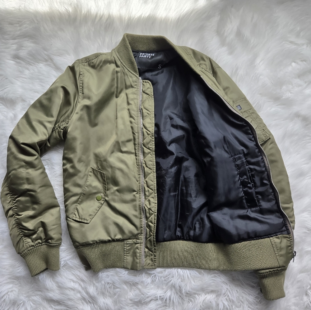 PRIVATE PARTY Olive Bomber Jacket